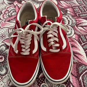 Vans Old Skool Racing Red/White Classic Suede Skate Shoe Sneaker